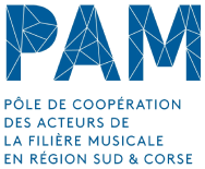 Logo du Pôle de coopération des acteurs de la filière musicale en région Sud et Corse. 