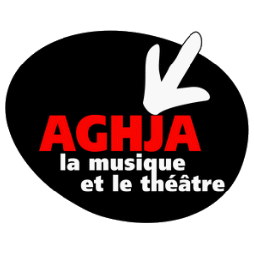 Logo de l'Aghja écrit en rouge sur fond noir. Salle de spectacle vivant à Ajaccio. 
